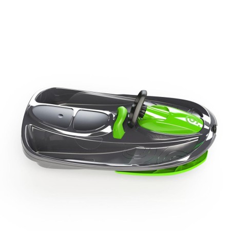 Bob Doppio Stratos Freno Volante Nero 2 Posti Slitta Slittino da Neve Max 120kg