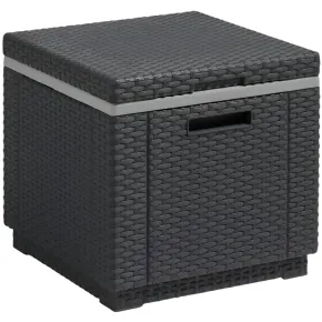 Tavolino Termico Contenitore Porta Ghiaccio da Esterno Grafite Rattan