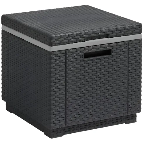 Tavolino Termico Contenitore Porta Ghiaccio da Esterno Grafite Rattan