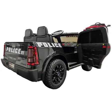 Auto Elettrica Bambini Dodge RAM Polizia 12V Nero Sirene Telecomando
