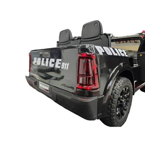 Auto Elettrica Bambini Dodge RAM Polizia 12V Nero Sirene Telecomando