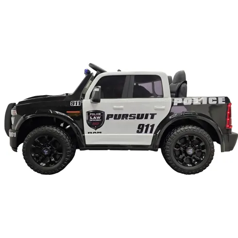 Auto Elettrica Bambini Dodge RAM Polizia 12V Nero Sirene Telecomando