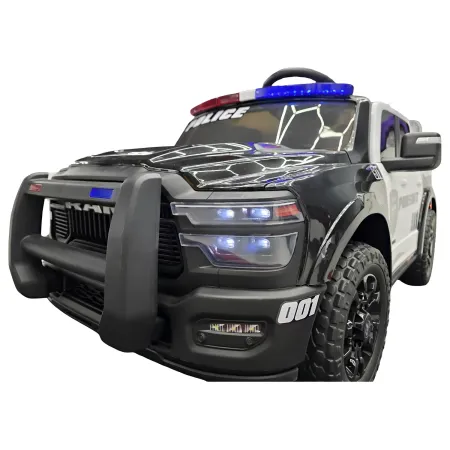 Auto Elettrica Bambini Dodge RAM Polizia 12V Nero Sirene Telecomando
