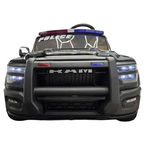 Auto Elettrica Bambini Dodge RAM Polizia 12V Nero Sirene Telecomando