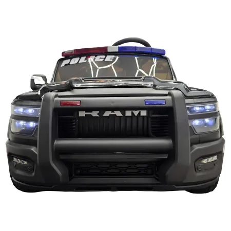 Auto Elettrica Bambini Dodge RAM Polizia 12V Nero Sirene Telecomando