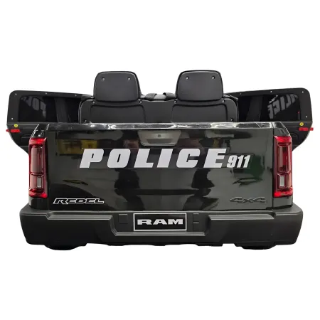 Auto Elettrica Bambini Dodge RAM Polizia 12V Nero Sirene Telecomando