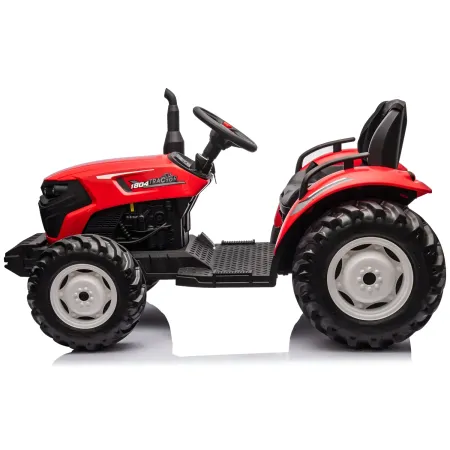 Trattore Elettrico per Bambini 24V Rosso con Rimorchio Ribaltabile