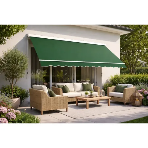 Tenda da Sole a Caduta 80x250 Verde Cassonata con Bracci da Esterno