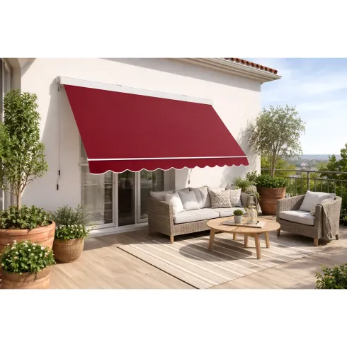 Tenda da Sole a Caduta 400x300 cm Rosso Ferrara Cassonata da Esterno