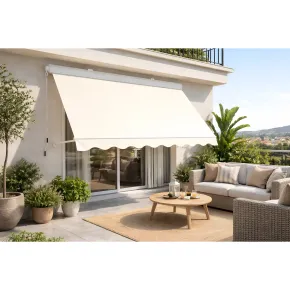 Tenda da Sole a Caduta 400x300 cm Beige Cassonata Bracci da Esterno 2