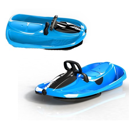 Bob Biposto Stratos Blu con Volante e Freno a Molla Slittino Neve Max 120kg