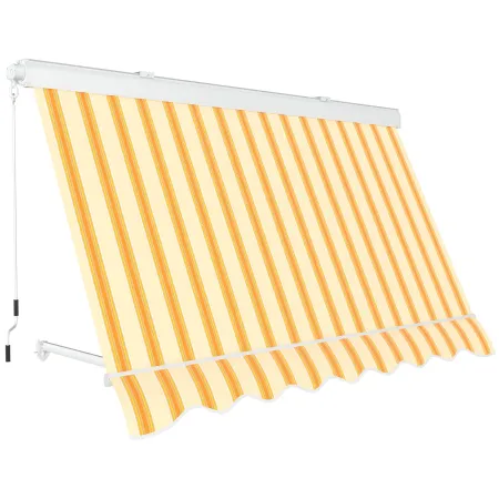 Tenda da Sole a Caduta 400x300 cm Rigato Giallo Bianco Cassonata Bracci