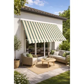 Tenda da Sole 300x300 Riga Verde Cassonata a Caduta Bracci Balcone 2