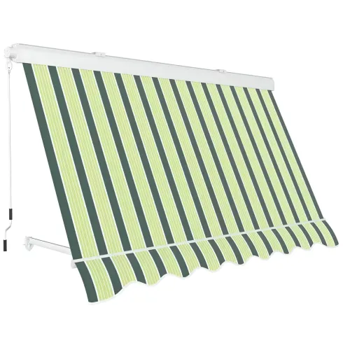 Tenda da Sole a Caduta con Bracci 250x250 Riga Verde Cassonata