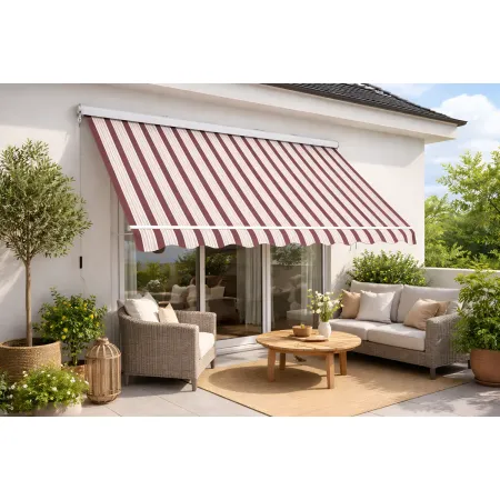 Tenda da Sole 400x300 Riga Rossa a Caduta Cassonata con Bracci