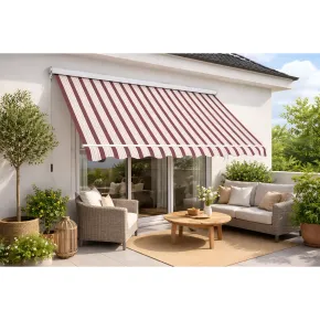 Tenda da Sole a Caduta Cassonata 80x250 Riga Rossa con Bracci 2
