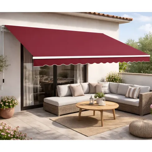 Tenda da Sole Rossa 200x150 Bracci Inclinazione Regolabile Barra Quadra