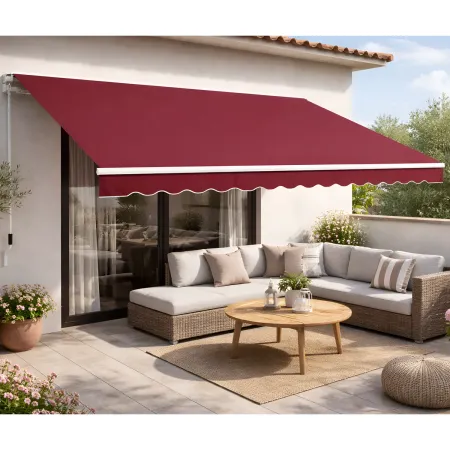Tenda da Sole Rossa 200x150 Bracci Inclinazione Regolabile Barra Quadra