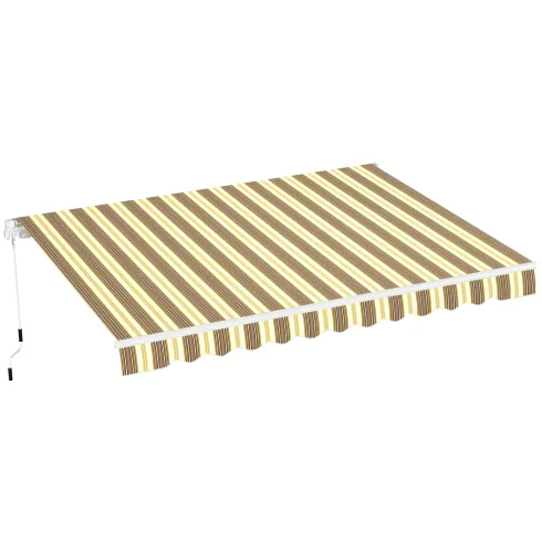 Tenda da Sole 400x300 Rigato Beige a Barra Quadra Avvolgibile Esterno