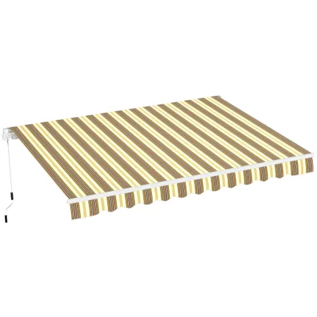 Tenda da Sole 200x150 Rigato Beige a Barra Quadra Avvolgibile Esterno