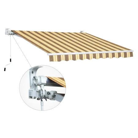 Tenda da Sole 200x150 Rigato Beige a Barra Quadra Avvolgibile Esterno