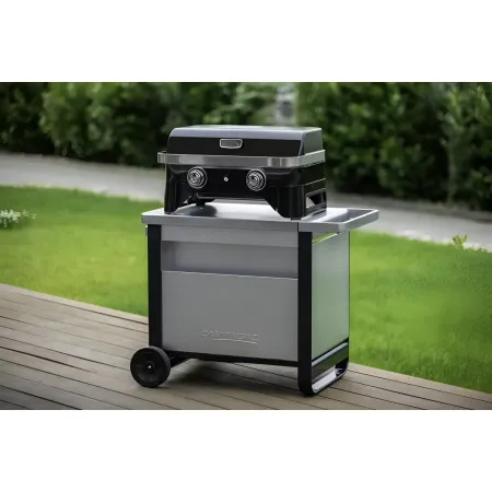Carrello Barbecue Acciaio Pieghevole 120x63x73 cm Compatibile Ruote