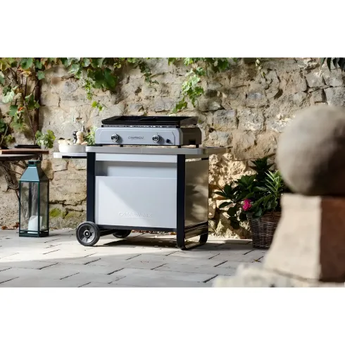 Carrello Barbecue Acciaio Pieghevole 120x63x73 cm Compatibile Ruote