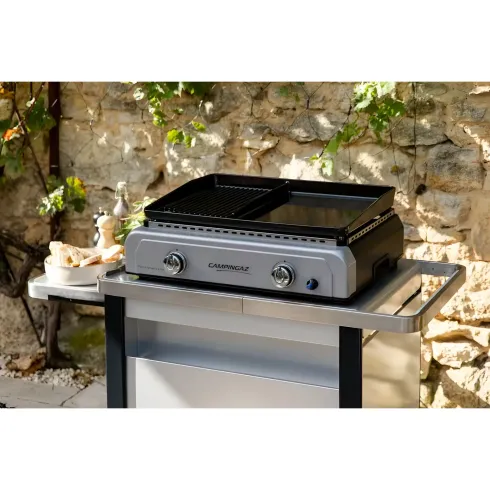 Carrello Barbecue Acciaio Pieghevole 120x63x73 cm Compatibile Ruote