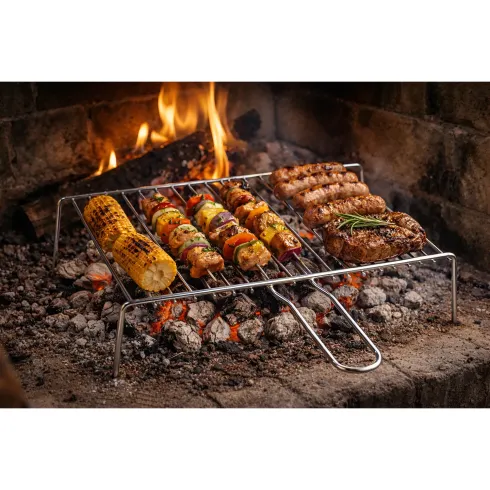 Graticola 30x30 per Barbecue Camino Caminetto Griglia Cottura In Acciaio Cromato | BricoShop24