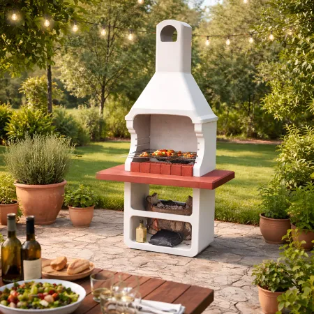 Barbecue in Muratura a Carbonella Legna con Griglia da Giardino