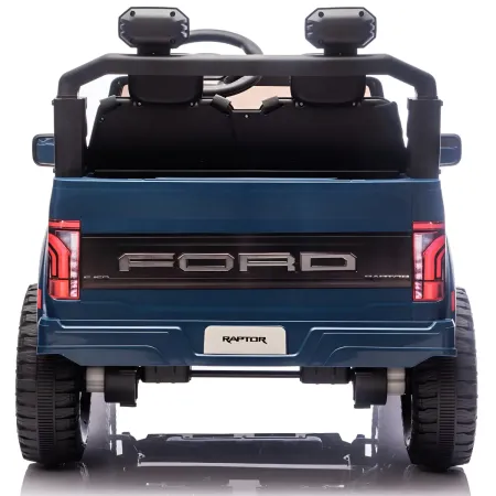 Macchina Elettrica Bambini 24V Ford Raptor Blu 2 Posti Sedile Ecopelle