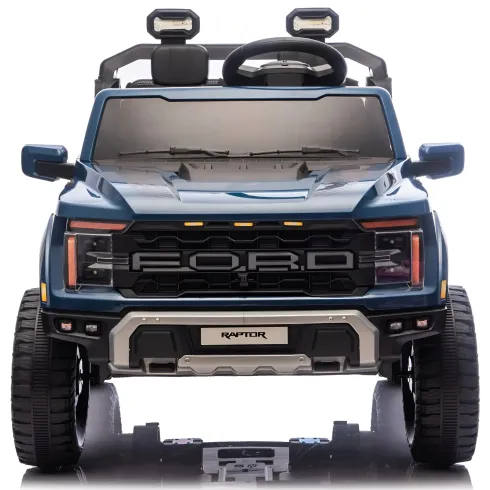 Macchina Elettrica Bambini 24V Ford Raptor Blu 2 Posti Sedile Ecopelle