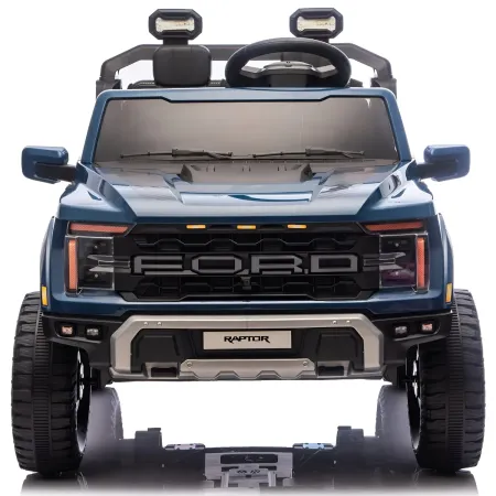 Macchina Elettrica Bambini 24V Ford Raptor Blu 2 Posti Sedile Ecopelle