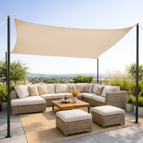 Vela Ombreggiante Idrorepellente 360x360 cm Beige Quadrato da Esterno 2