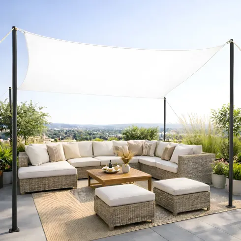 Vela Ombreggiante Idrorepellente 360x360 cm Bianco Quadrato da Esterno