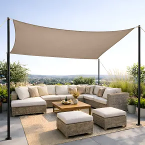 Vela Ombreggiante Idrorepellente 360x360 cm Tortora Quadrato Esterno 2