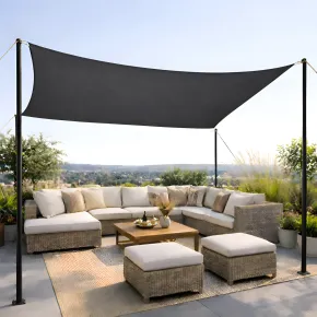 Vela Ombreggiante Idrorepellente 360x360 cm Antracite Quadrato Esterno 2
