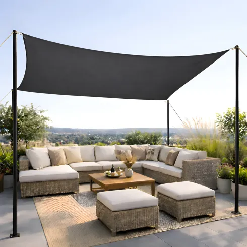 Vela Ombreggiante Idrorepellente 360x360 cm Antracite Quadrato Esterno