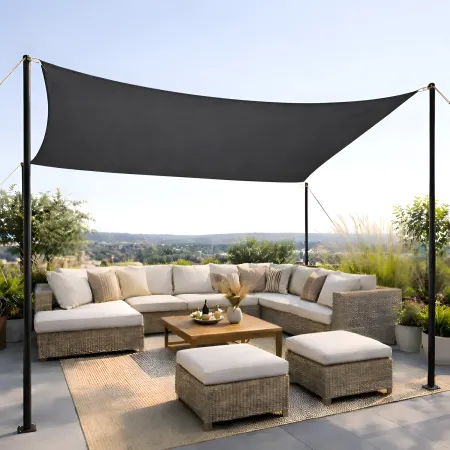 Vela Ombreggiante Idrorepellente 360x360 cm Antracite Quadrato Esterno