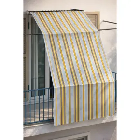 Tenda da Sole Cotone 140x350 Multiriga Giallo Lavabile Anelli Ganci 2