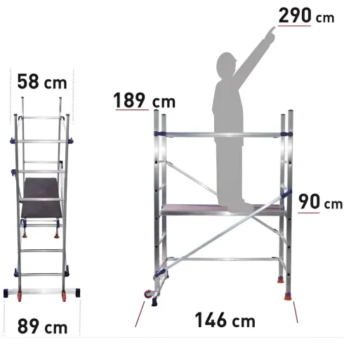 Trabattello uso Domestico in Alluminio Altezza 1.89 mt