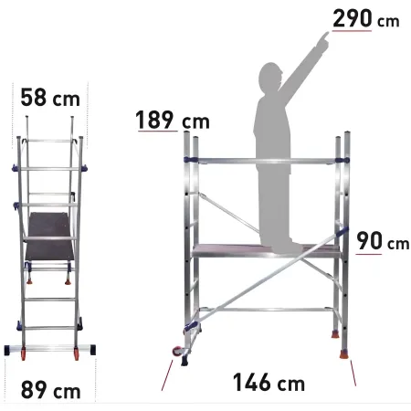Trabattello uso Domestico in Alluminio Altezza 1.89 mt