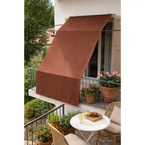 Tenda da Sole Cotone 140x300 Marrone Lavabile Anelli Ganci Sacchetto 2