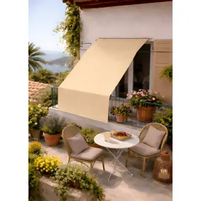 Tenda da Sole Cotone 140x300 Beige Lavabile Anelli Ganci Sacchetto 2