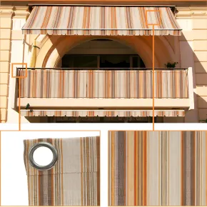 Telo Antisguardo Balcone 75x500 cm Rigato Beige Occhielli Alluminio 2