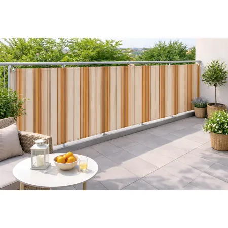 Telo Antisguardo Balcone 75x500 cm Rigato Beige Occhielli Alluminio
