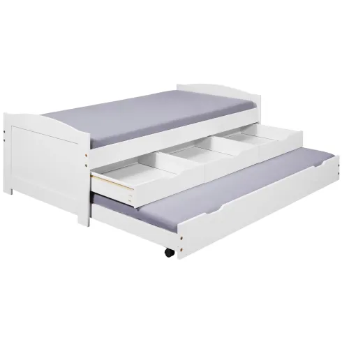 Divano Letto 2 Letti Singoli a Doghe 90x190 con Cassetti Contenitore Estraibile | BricoShop24