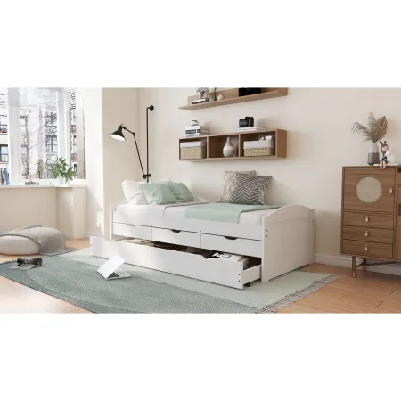 Divano Letto 2 Letti Singoli a Doghe 90x190 con Cassetti Contenitore Estraibile | BricoShop24
