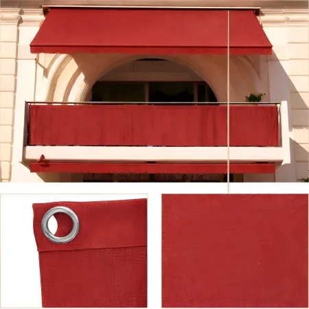 Telo Antisguardo Balcone 75x500 cm Rosso Ferrara Occhielli Alluminio
