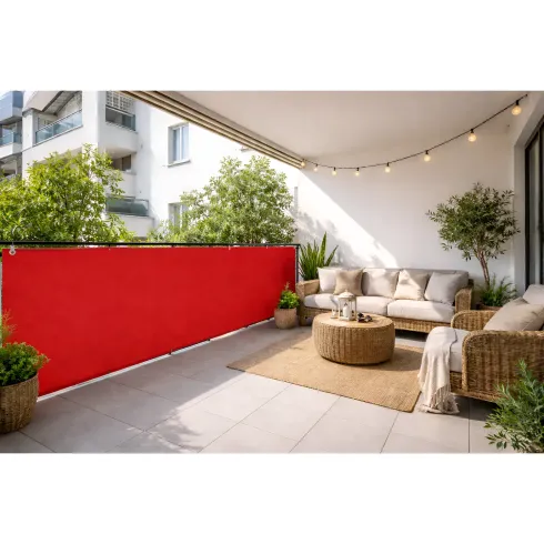Telo Antisguardo Balcone 75x500 cm Rosso Ferrara Occhielli Alluminio